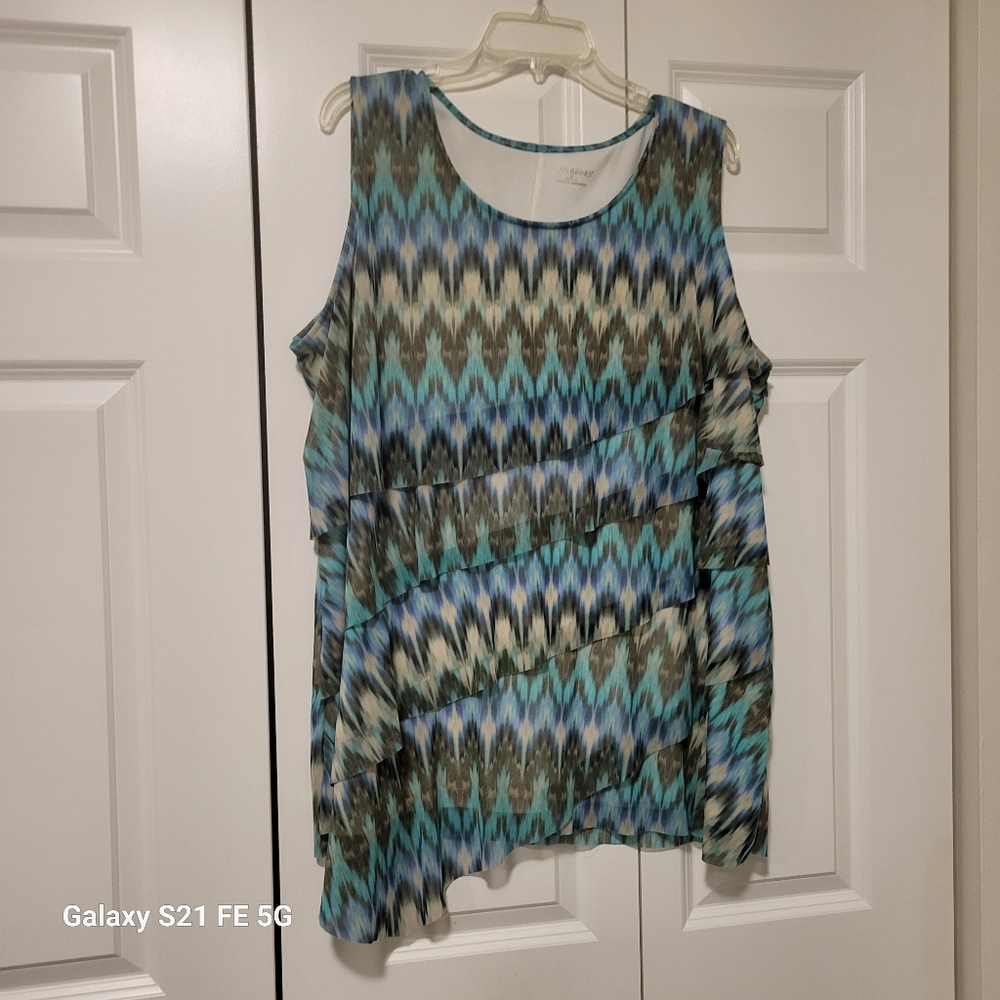 Catherine's multicolored sleeveless blouse with layered look 2X